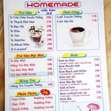 Thực đơn- Cafe Homemade - Ăn Vặt & Trà Sữa
