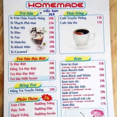 Thực đơn- Cafe Homemade - Ăn Vặt & Trà Sữa