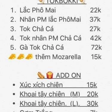 Thực đơn- Ăn Vặt Món Hàn
