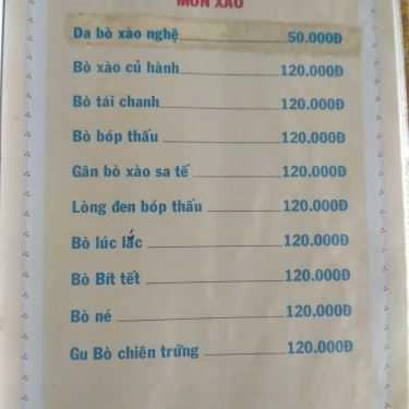 Thực đơn- Quán Nhậu Anh Mập - Bò Tơ Củ Chi & Hải Sản