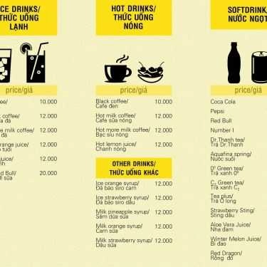 Thực đơn- Anh Ú Anh Đô Cafe - Lê Trọng Tấn