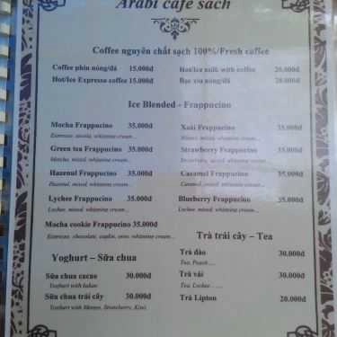 Thực đơn- Arabi Cafe