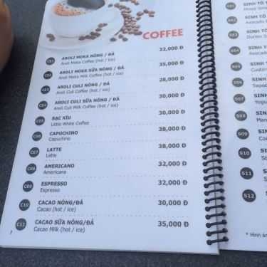 Thực đơn- Aroli Coffee - Chung Cư Imperia