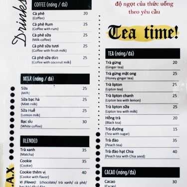 Thực đơn- B&T - Coffee & Milk Tea