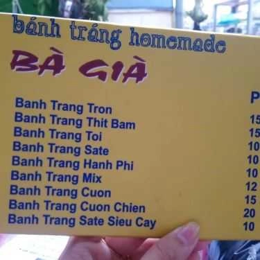 Thực đơn- Ăn vặt Bà Già - Bánh Tráng Homemade