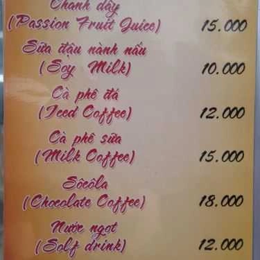 Thực đơn- Tiệm Bánh Bánh Mì Ba Lắc