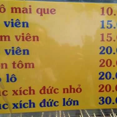 Thực đơn- Tiệm Bánh Bánh Mì Ba Lắc