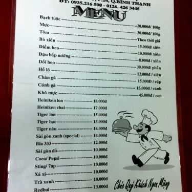 Thực đơn- Quán Nhậu Bảo Ngọc - Bạch Tuộc Nướng