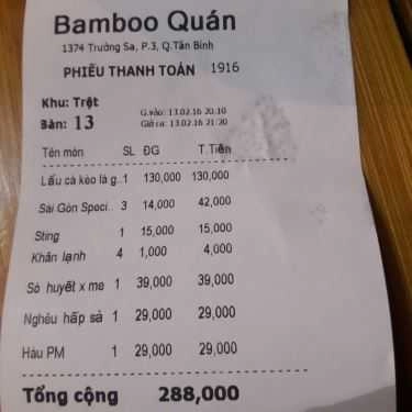 Tổng hợp- Bamboo Quán Nhậu - Trường Sa