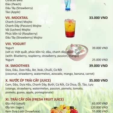 Thực đơn- Ba Mi Cafe