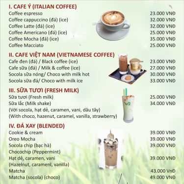 Thực đơn- Ba Mi Cafe