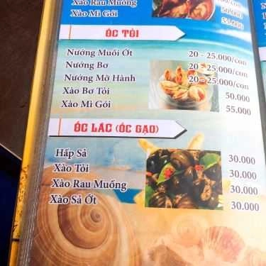 Thực đơn- Quán Nhậu Băng Tâm - Ốc & Lẩu Bắp Bò