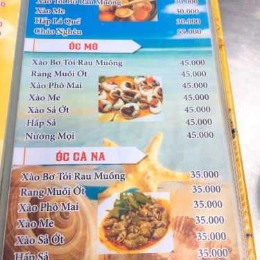 Thực đơn- Quán Nhậu Băng Tâm - Ốc & Lẩu Bắp Bò