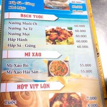 Thực đơn- Quán Nhậu Băng Tâm - Ốc & Lẩu Bắp Bò