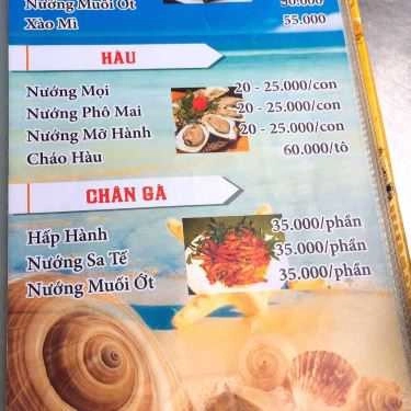 Thực đơn- Quán Nhậu Băng Tâm - Ốc & Lẩu Bắp Bò