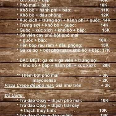 Thực đơn- Ăn vặt Hana - Pizza Crepe & Trà Đào