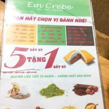 Thực đơn- Tiệm Bánh Bánh Em Crepe, Bánh Sầu Riêng & Mứt Trái Cây