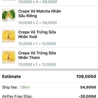 Thực đơn- Tiệm Bánh Bánh Em Crepe, Bánh Sầu Riêng & Mứt Trái Cây