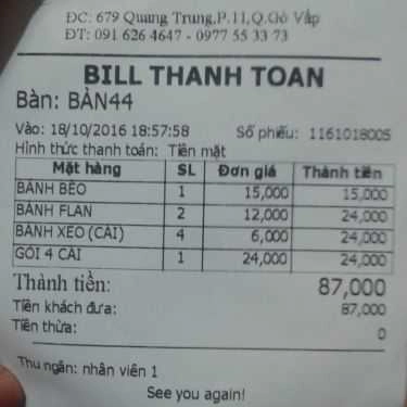 Thực đơn- Ăn vặt Bánh Flan & Bánh Bèo - Chợ Hạnh Thông Tây