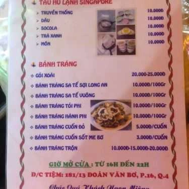 Thực đơn- Ăn vặt Bánh Flan Quỳnh Anh