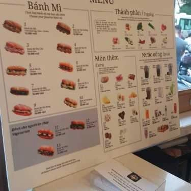 Thực đơn- Tiệm Bánh Bánh Mì 362 - Đinh Tiên Hoàng