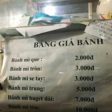 Thực đơn- Tiệm Bánh Bánh Mì Anh Hậu