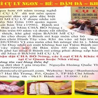 Tổng hợp- Tiệm Bánh Cụ Lý - Bánh Mì Chả Bò Thì Là