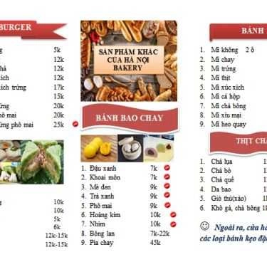 Thực đơn- Tiệm Bánh Bánh Mì Hà Nội - 703/20 Tỉnh Lộ 10
