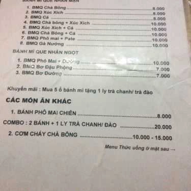 Thực đơn- Ăn vặt Bánh Mì Que KM