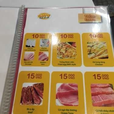 Thực đơn- Tiệm Bánh BMV - Bánh Mì Việt - Cống Quỳnh