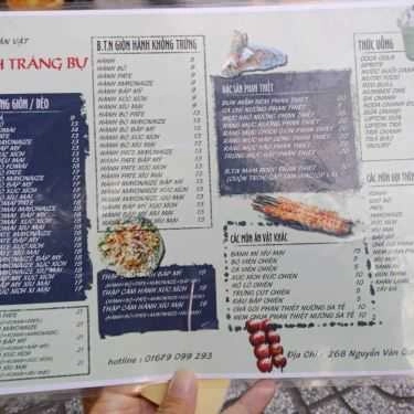 Thực đơn- Bánh Tráng Bự - Quán Ăn Vặt