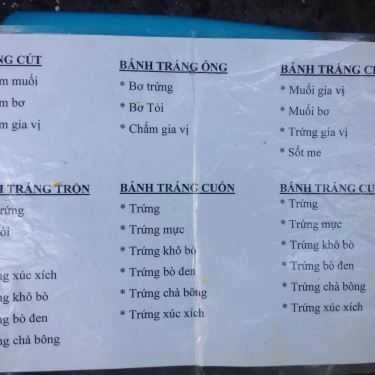 Thực đơn- Ăn vặt Bánh Tráng Chấm Trứng Bơ