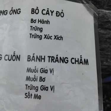 Thực đơn- Ăn vặt Bánh Tráng Chấm Trứng Bơ