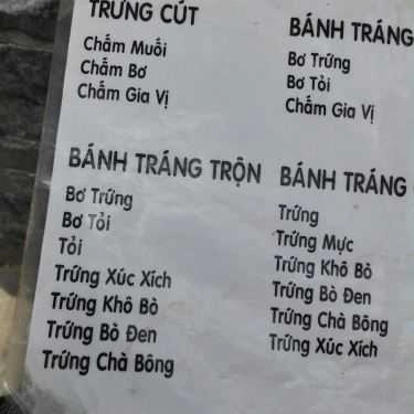 Thực đơn- Ăn vặt Bánh Tráng Chấm Trứng Bơ