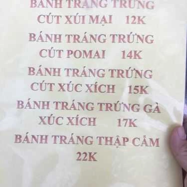 Thực đơn- Ăn vặt Bánh Tráng Đà Lạt - Đường Số 6