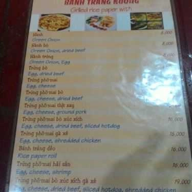 Thực đơn- Ăn vặt Bánh Tráng Nướng Đà Lạt - Cao Thắng