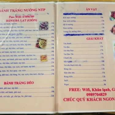 Thực đơn- Ăn vặt Bánh Tráng Nướng Đà Lạt NTP Bình Thạnh