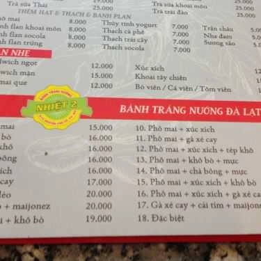 Thực đơn- Ăn vặt Bánh Tráng Nướng Nhiệt 2 - Nguyễn Văn Cừ