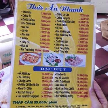 Thực đơn- Bánh Tráng, BúnThịt Nướng & Ăn Vặt - Bắc Hải