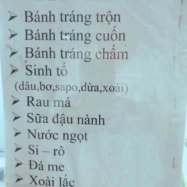 Thực đơn- Ăn vặt Bánh Tráng Trộn Bà Mai