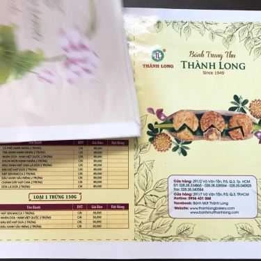 Thực đơn- Tiệm Bánh Bánh Trung Thu Thành Long