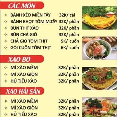 Thực đơn- Bánh Xèo Đệ Nhất - Shop Online