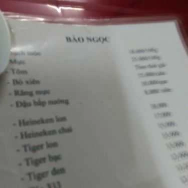 Thực đơn- Quán Nhậu Bảo Ngọc - Bạch Tuộc Nướng
