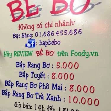 Thực đơn- Ăn vặt Bắp Rang Bé Bơ