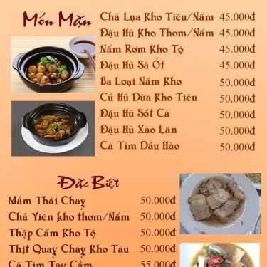 Thực đơn- Quán Ăn Bát Nhã Ba La Mật - Ẩm Thực Chay