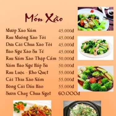 Thực đơn- Quán Ăn Bát Nhã Ba La Mật - Ẩm Thực Chay