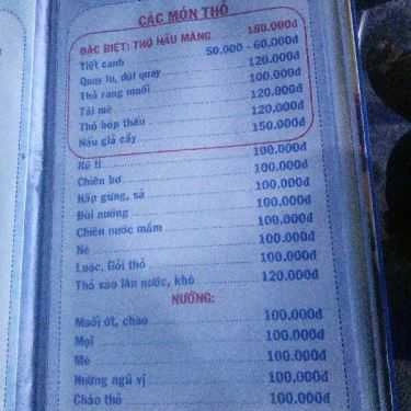 Thực đơn- Quán Nhậu Bảy Nuôi - Thỏ 9 Món & Hải Sản Tươi Sống