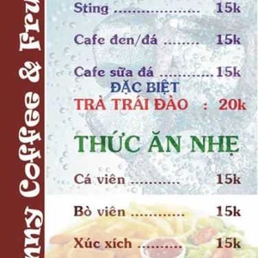 Thực đơn- Benny Coffee &Fruits - Đường 59