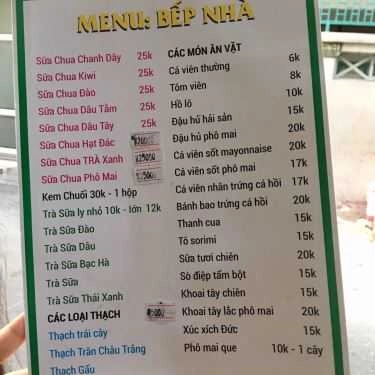 Thực đơn- Ăn vặt Bếp Nhà - Sữa Chua Trái Cây & Sữa Chua Hạt Đác