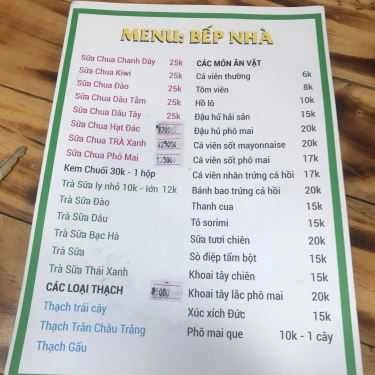 Thực đơn- Ăn vặt Bếp Nhà - Sữa Chua Trái Cây & Sữa Chua Hạt Đác